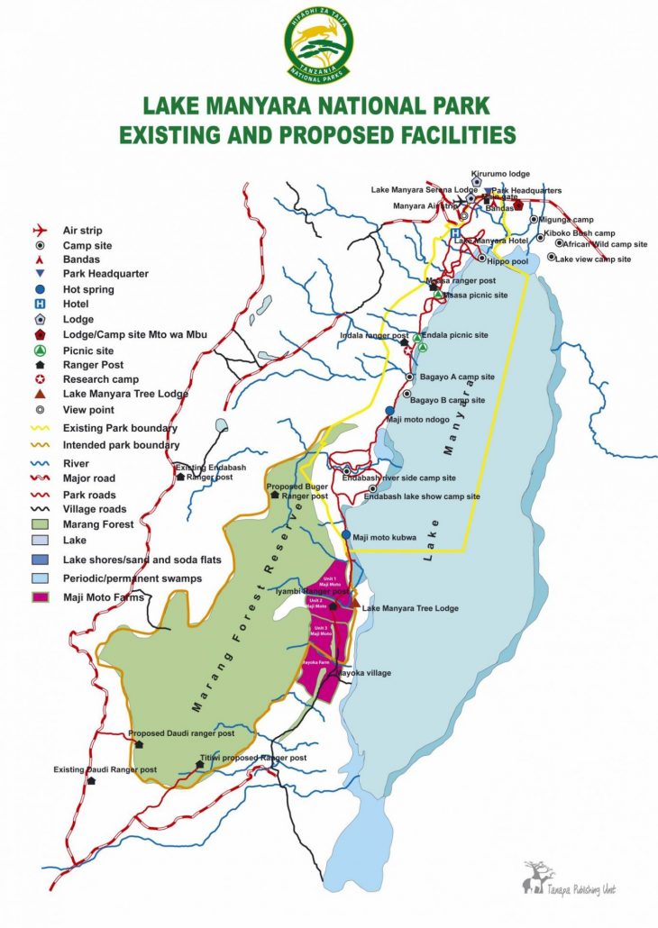 Mappa del Parco Nazionale del Lago Manyara