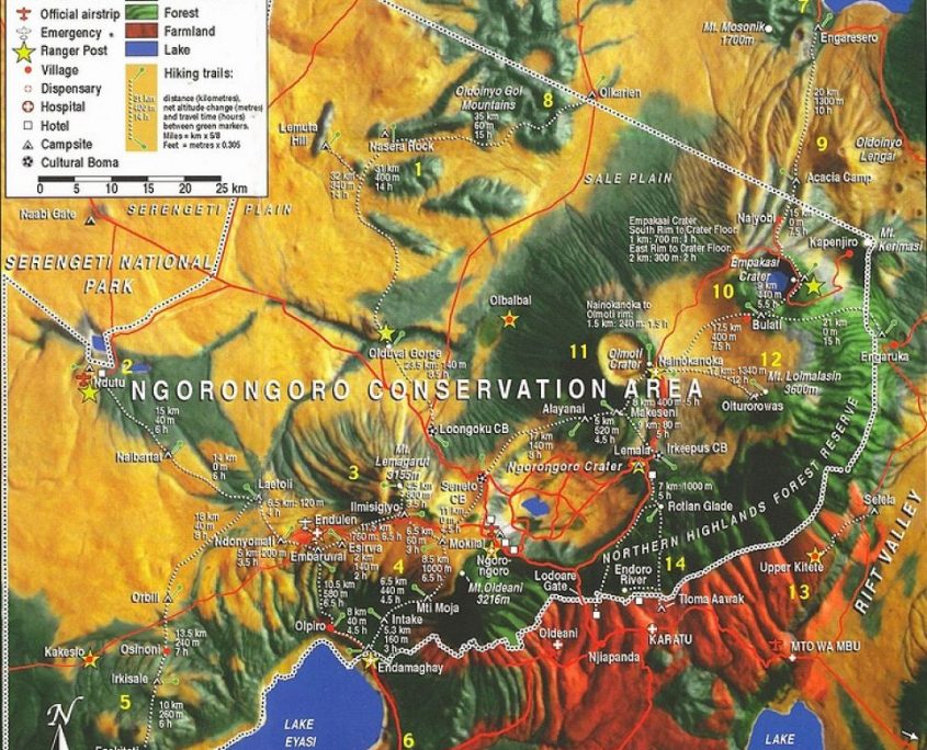 Mappa del Cratere di Ngorongoro