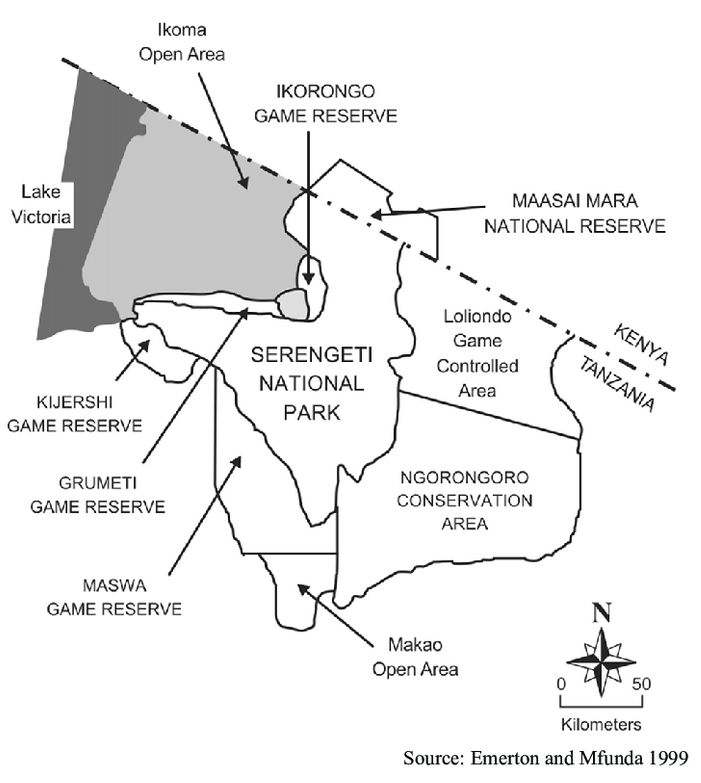 Mappa dell'area faunistica di Ikoma